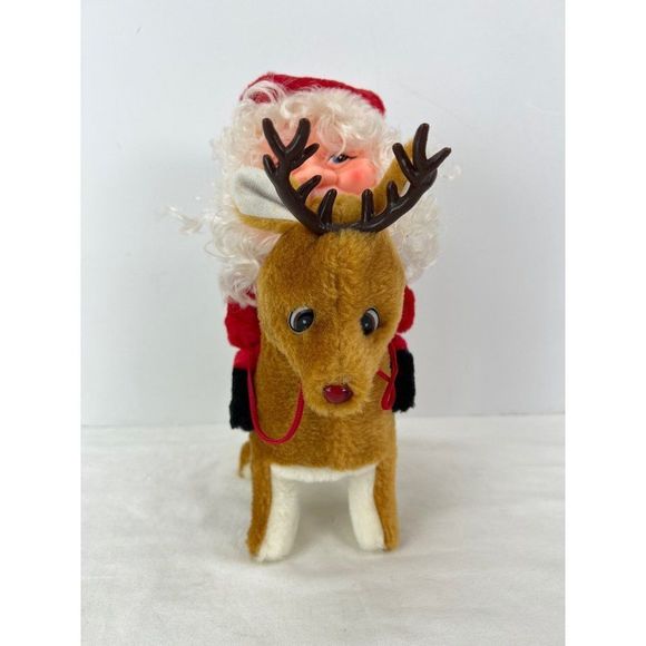 Funny Toys Co Musical Santa Claus On Reindeer RARE in Original Box Light & Sound - Picture 7 of 10